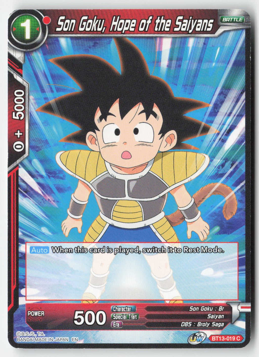 Son Goku, Hope of the Saiyans BT13-019 Normal Common Lightly Played