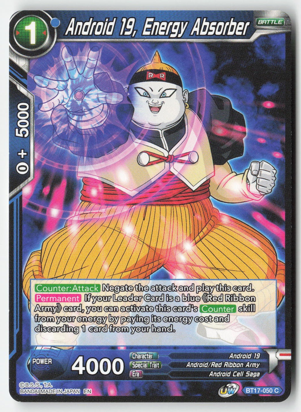 Android 19, Energy Absorber BT17-050 Normal Common Lightly Played
