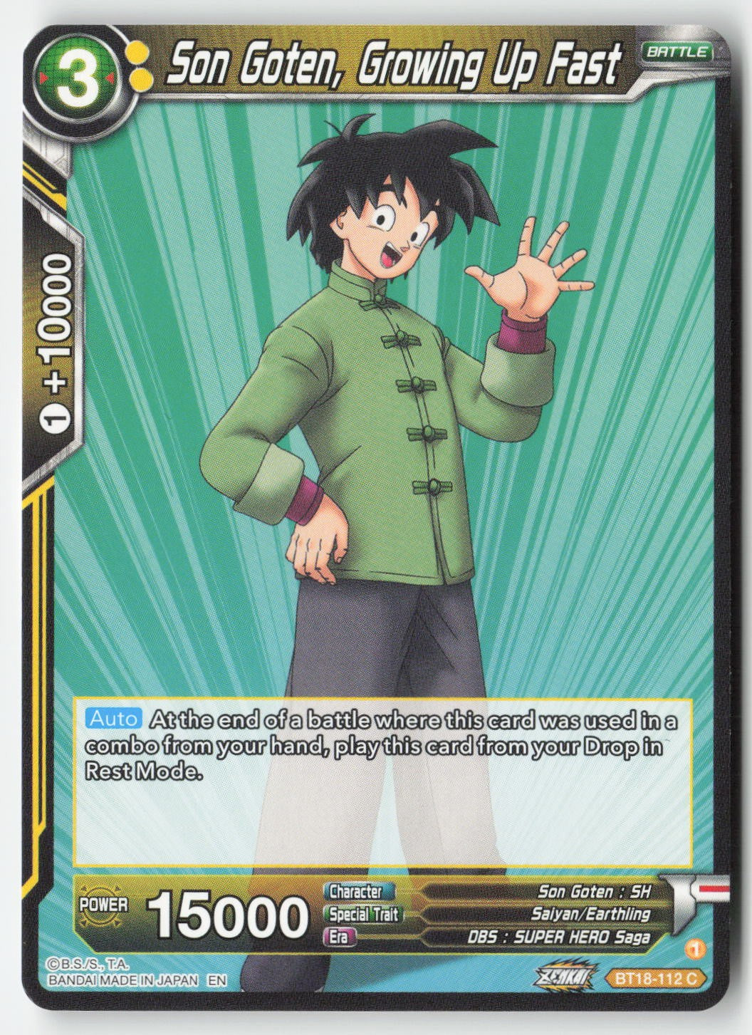 Son Goten, Growing Up Fast BT18-112 Normal Common Lightly Played, Front