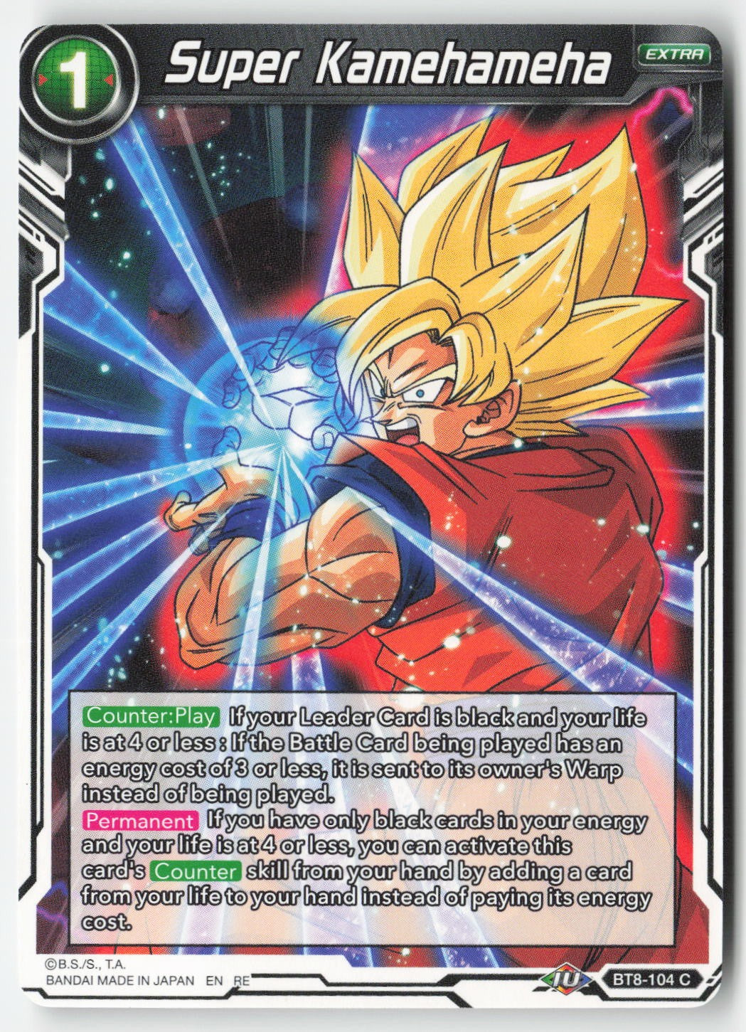 Super Kamehameha BT8-104 Normal Common Lightly Played, Front