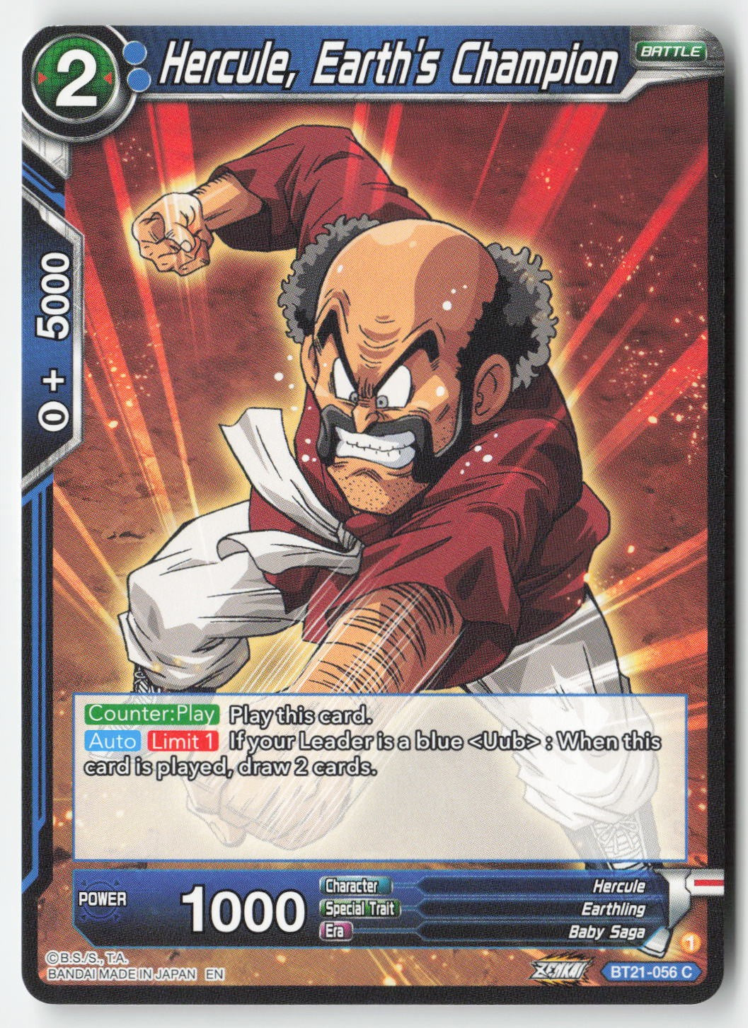 Hercule, Earth's Champion BT21-056 Normal Common Lightly Played, Front