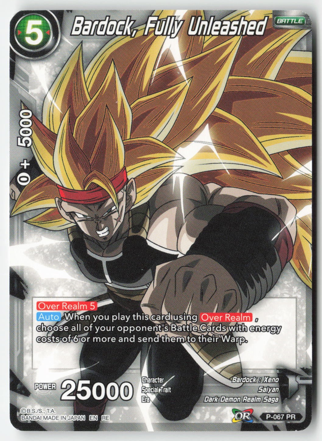 Bardock, Fully Unleashed P-067 Normal Common Lightly Played, Front