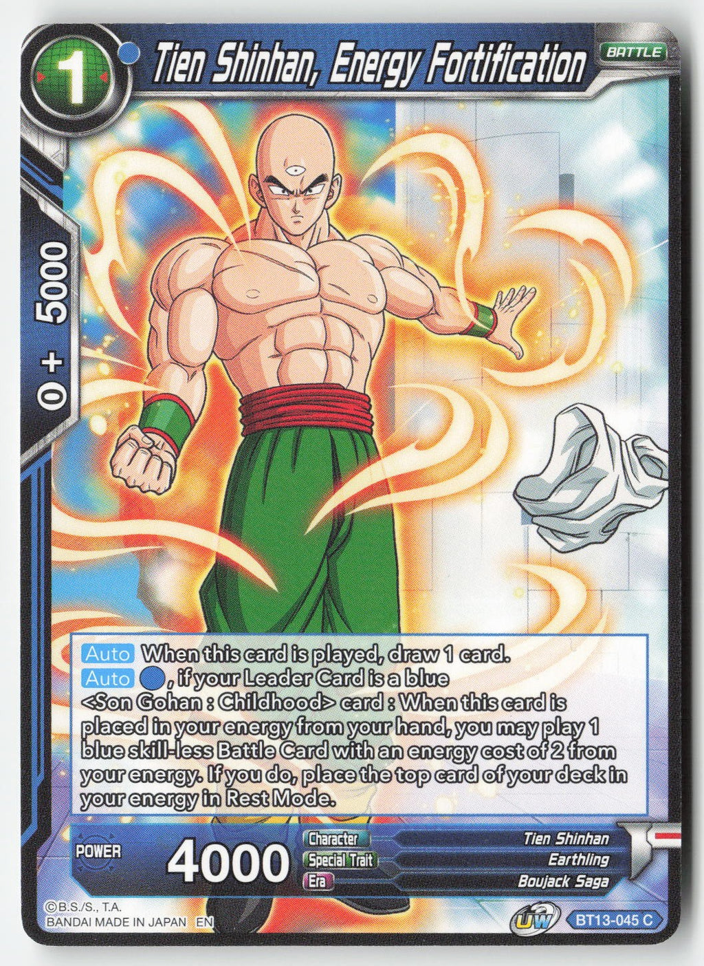 Tien Shinhan, Energy Fortification BT13-045 Normal Common Lightly Played