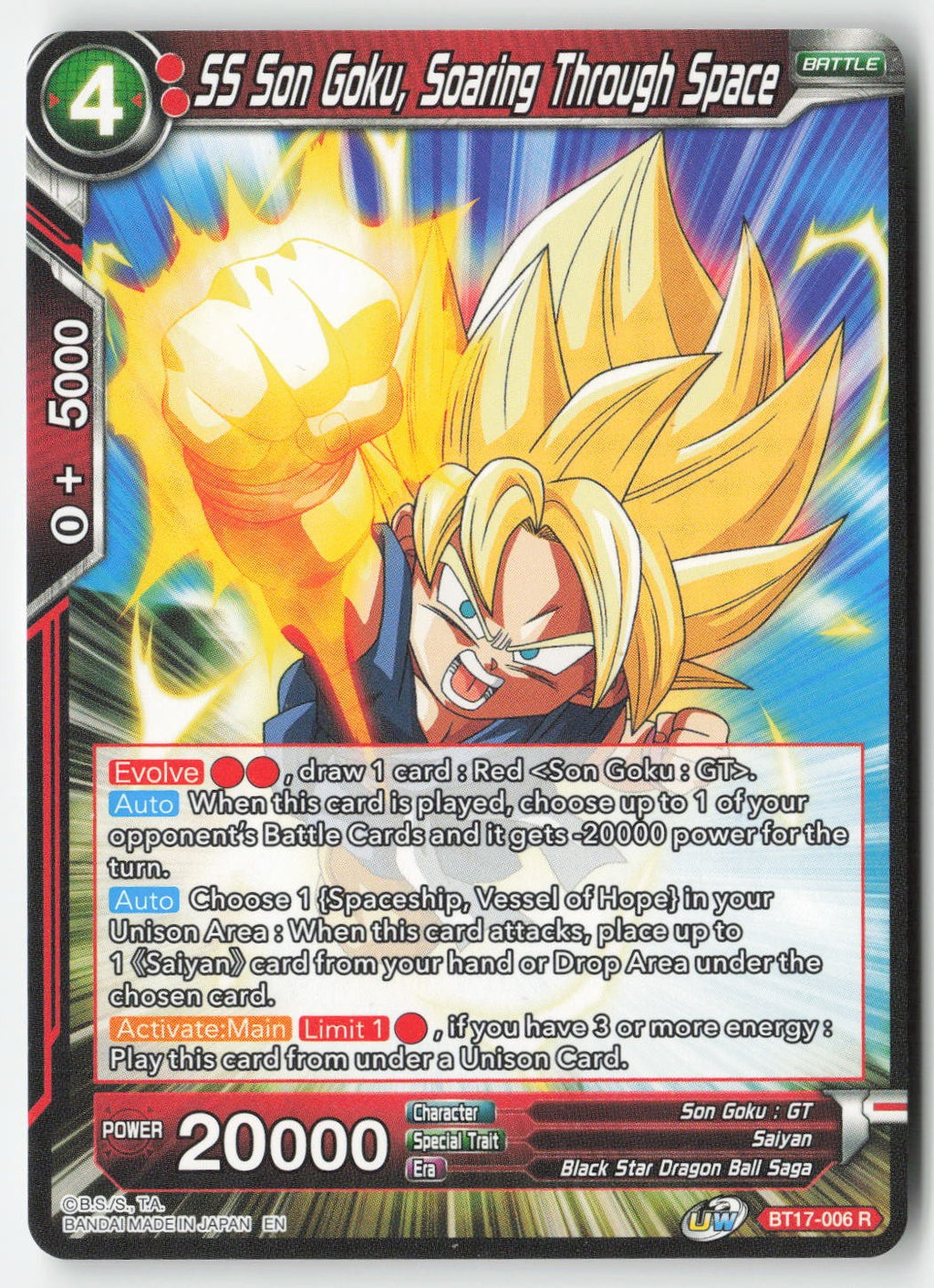 SS Son Goku, Soaring Through Space BT17-006 Normal Rare Lightly Played