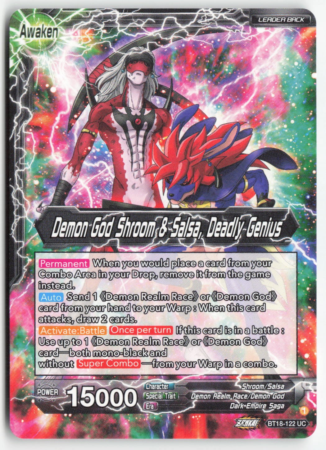 Shroom & Salsa // Demon God Shroom & Salsa, Deadly Genius BT18-122 Normal Uncommon Lightly Played, Back