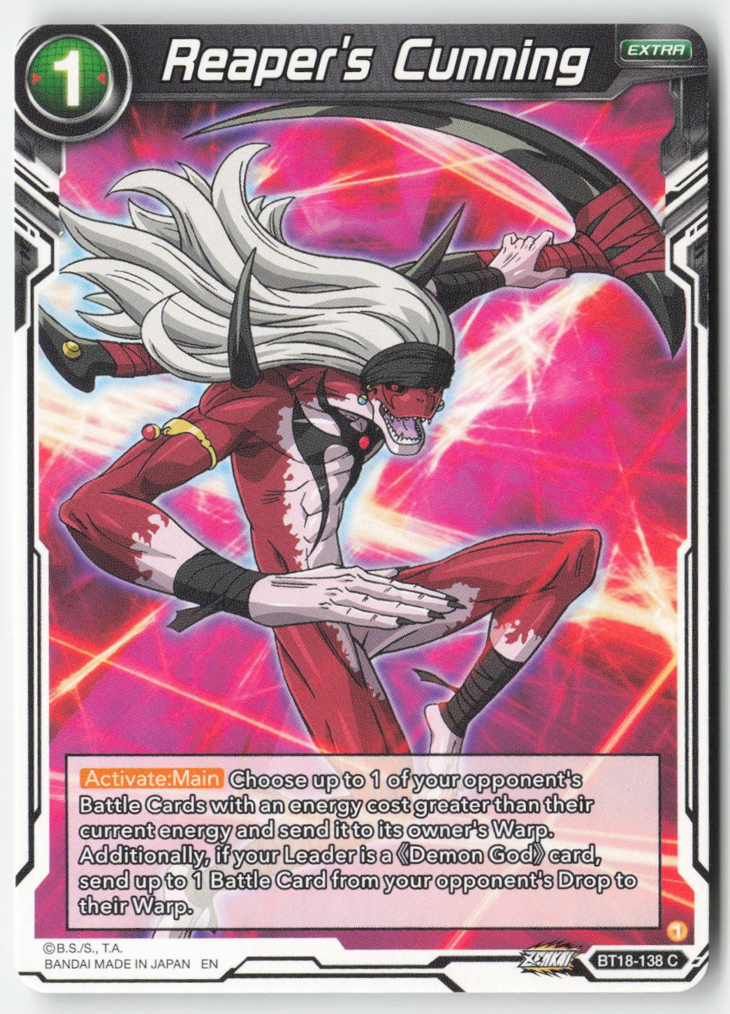 Reaper's Cunning BT18-138 Normal Common Lightly Played, Front