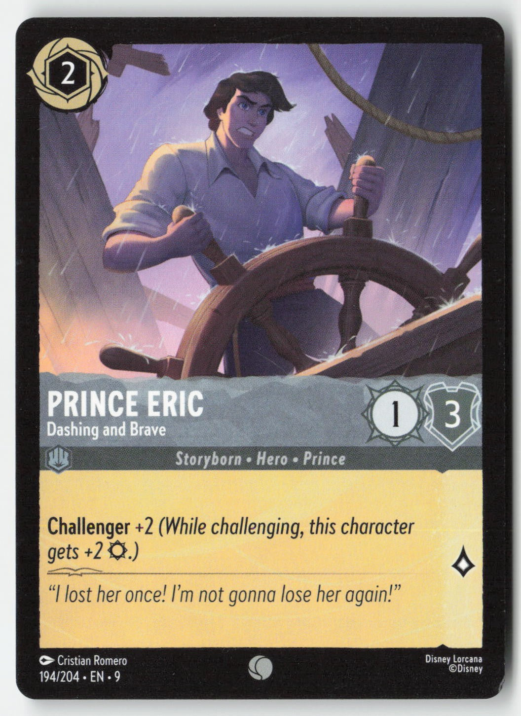 Prince Eric - Dashing and Brave 194/204 Normal Common Lightly Played
