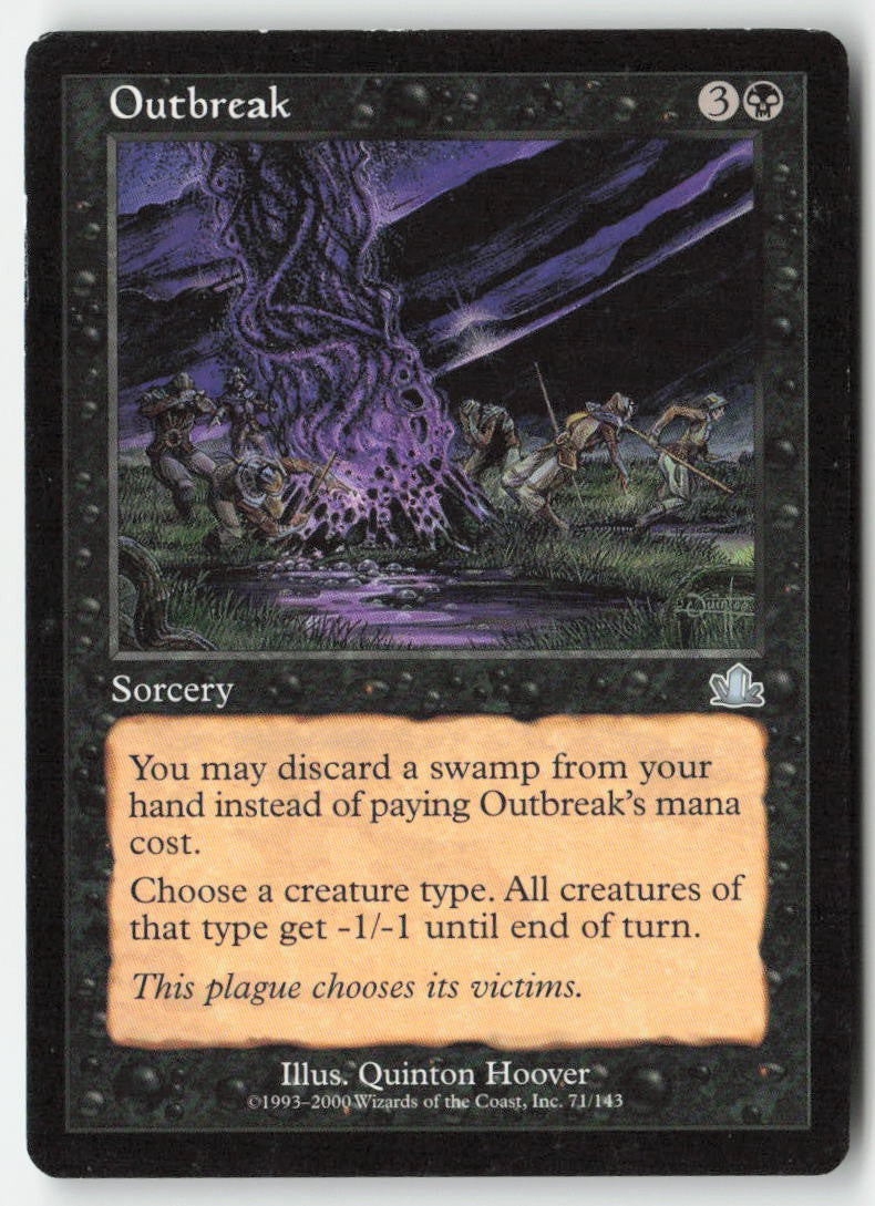 Outbreak PCY 71 Uncommon Moderately Played, Front