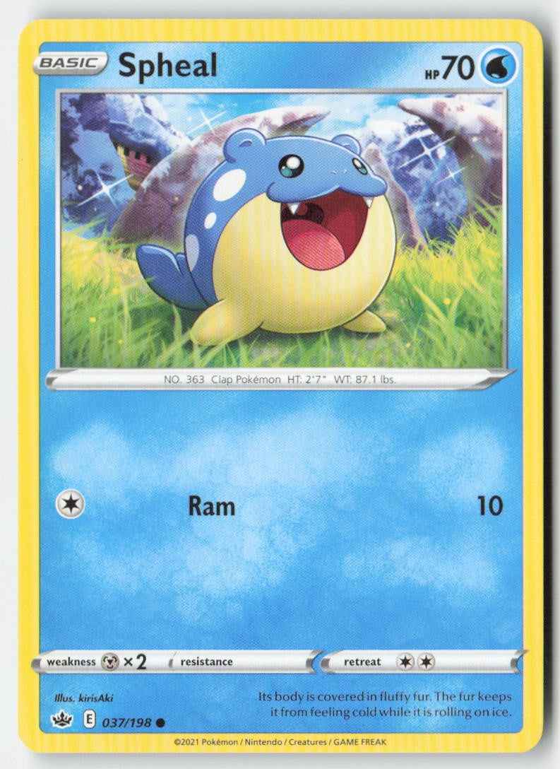 Spheal 37/198 Regular Chilling Reign Moderately Played, Front