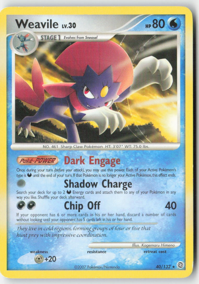 Weavile 40/132 Regular Secret Wonders Moderately Played