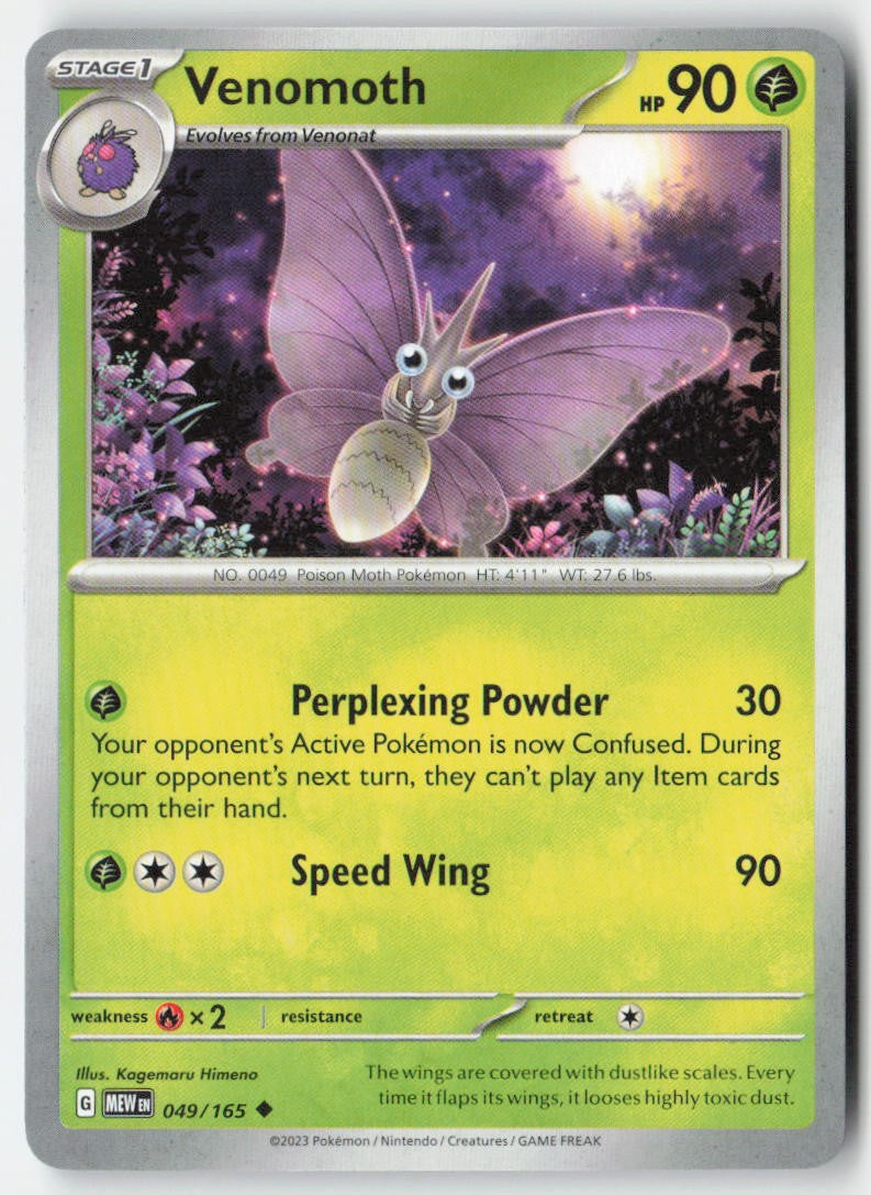 Venomoth 049/165 Regular 151 Moderately Played