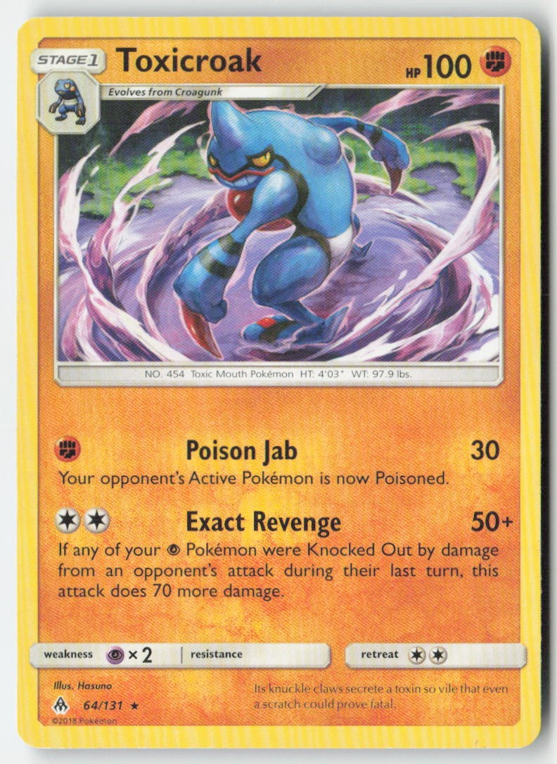 Toxicroak 64/131 Regular Forbidden Light Moderately Played, Front