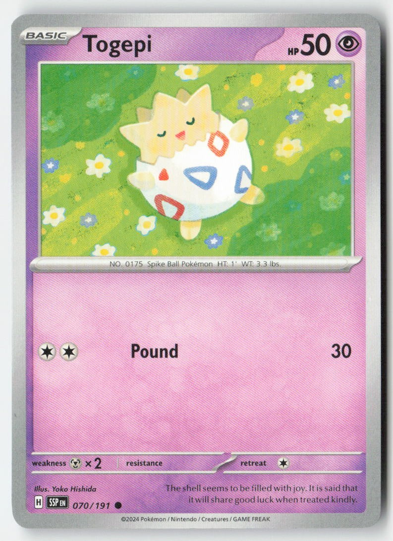 Togepi 070/191 Regular Surging Sparks Moderately Played, Front