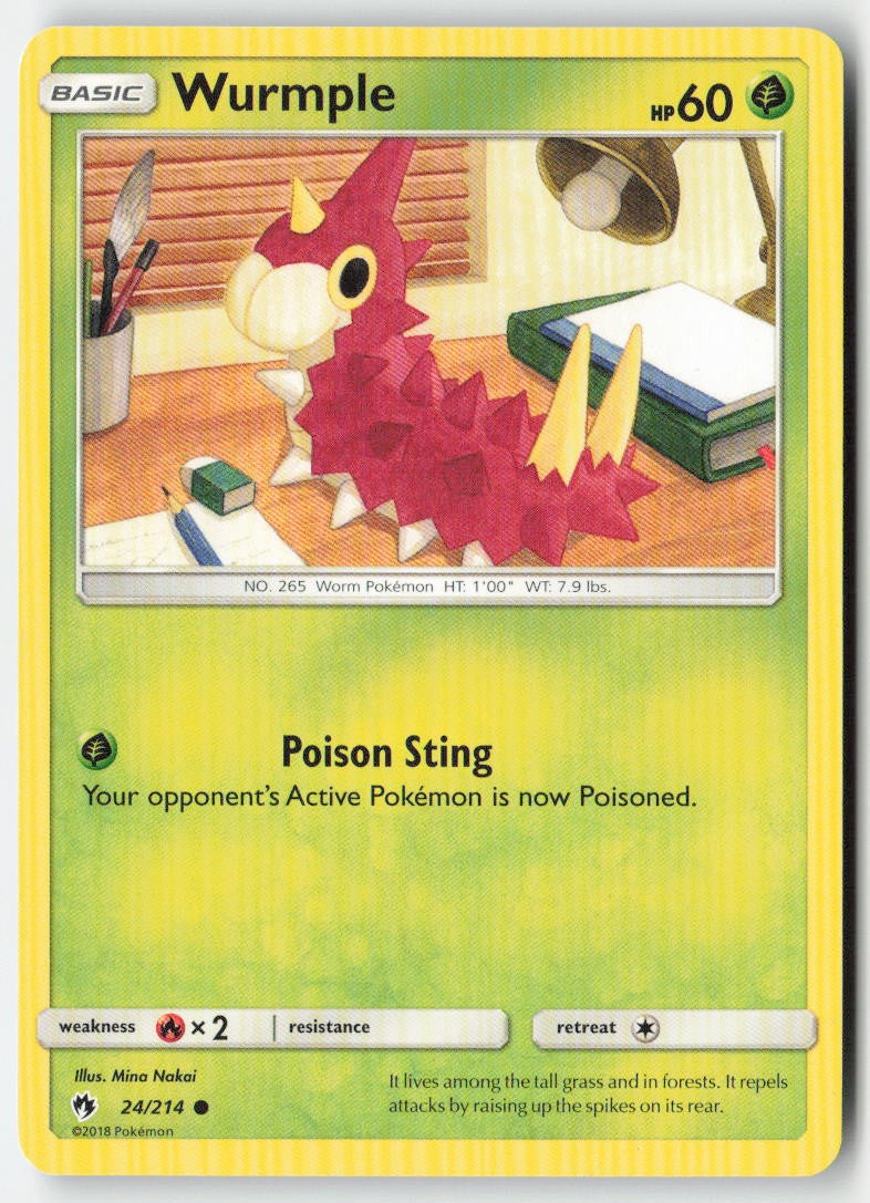 Wurmple 24/214 Regular Lost Thunder Moderately Played, Front