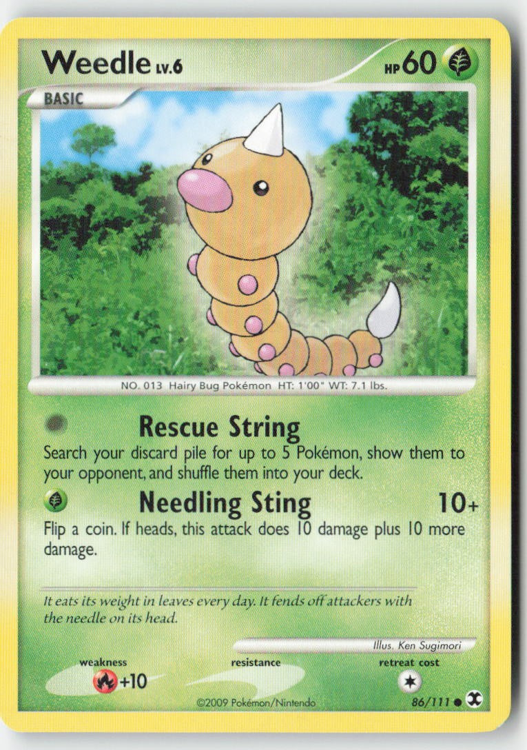 Weedle 86/111 Regular Rising Rivals Moderately Played, Front