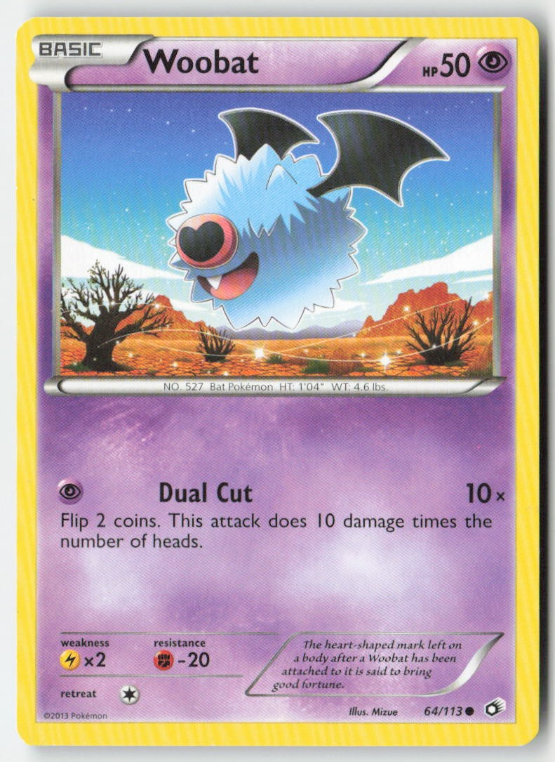 Woobat 64/113 Regular Legendary Treasures Moderately Played