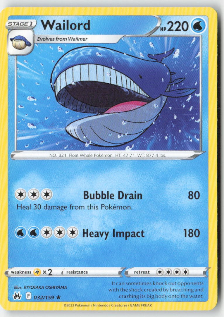 Wailord 032/159 Regular Crown Zenith Moderately Played