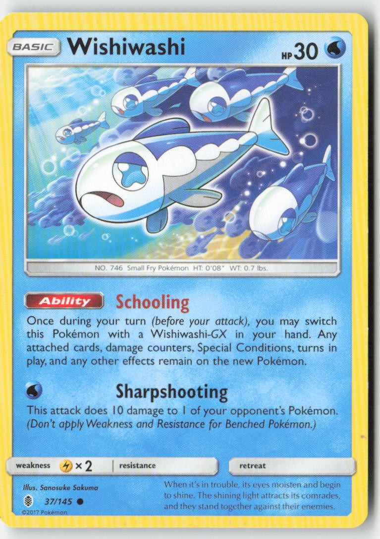 Wishiwashi 37/145 Regular Guardians Rising Moderately Played, Front