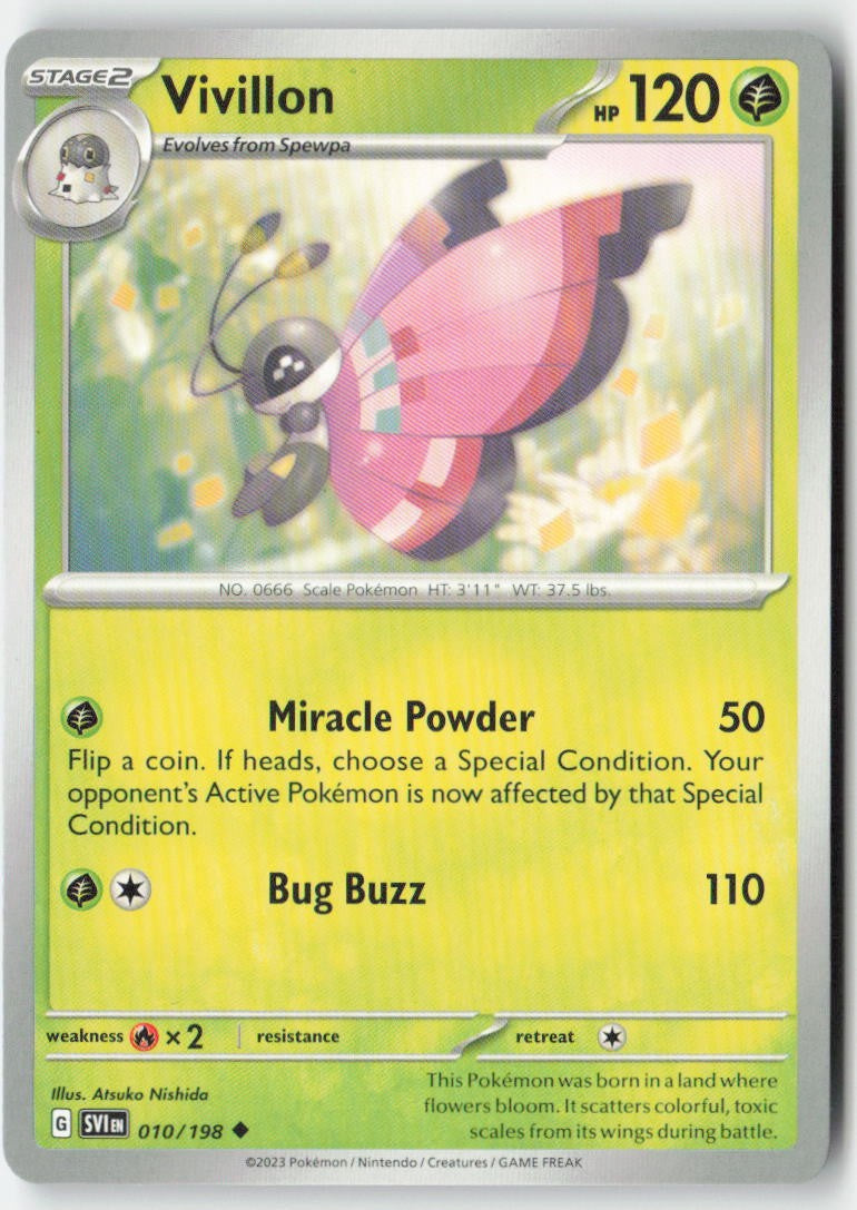Vivillon 010/198 Regular Scarlet & Violet Moderately Played, Front