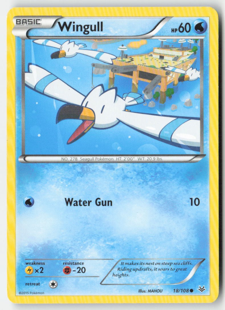 Wingull 18/108 Regular Roaring Skies Moderately Played, Front