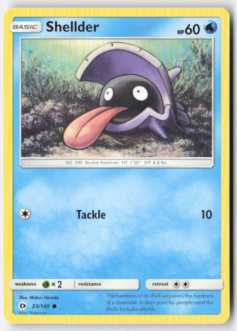 Shellder 33/149 Regular Sun & Moon Moderately Played, Front