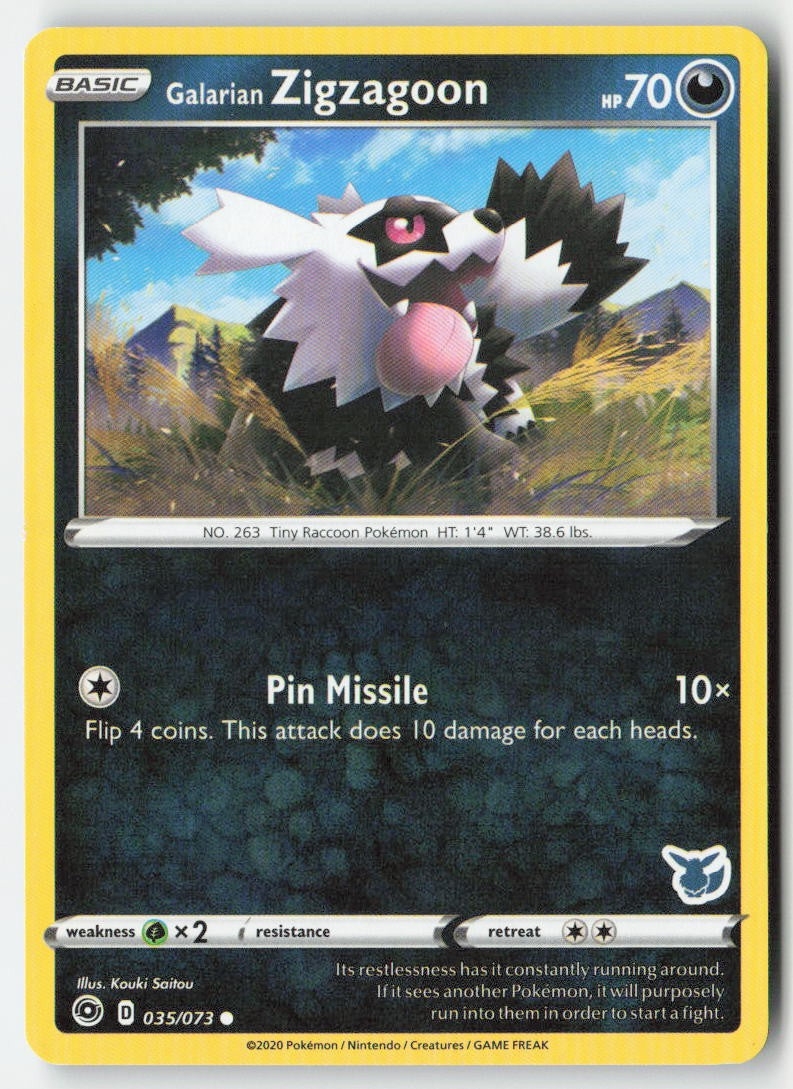 Galarian Zigzagoon (Eevee Stamped) 035/073 Regular Battle Academy 2022 Moderately Played