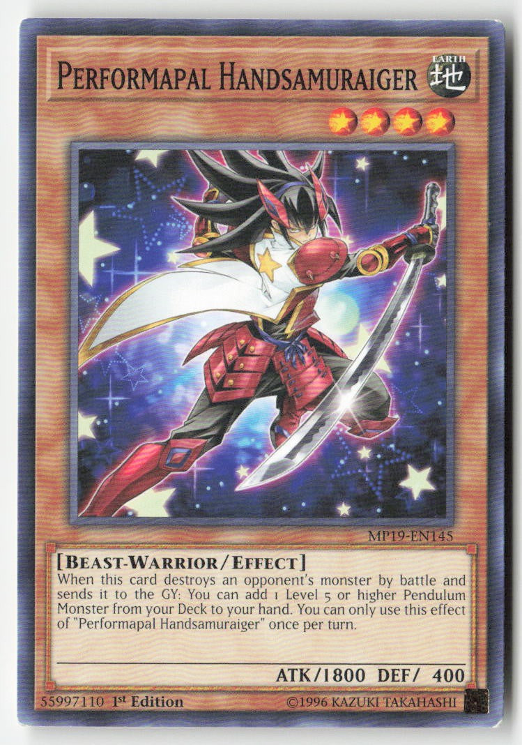 Performapal Handsamuraiger MP19-EN145 1st Edition Common Moderately Played